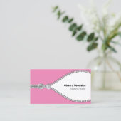 Zipper Business Card für die rosafarbene Mode Visitenkarte (Stehend Vorderseite)