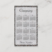 Zipper Cheetah Kalender Business Card Visitenkarte (Rückseite)