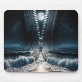 Zipper Entzipping Moon and Ocean Mousepad