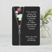 Zipper mit Birthday Party Lights Einladung (Stehend Vorderseite)