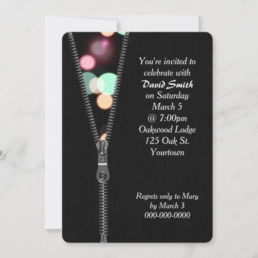 Zipper mit Birthday Party Lights Einladung (Vorderseite)