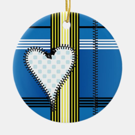 Zipper Outlinated Heart Keramik Ornament (Vorne)
