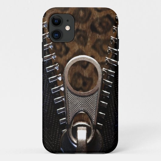 Zippered Leopard-Druck-Pelz Case-Mate iPhone Hülle (Rückseite)