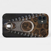 Zippered Leopard-Druck-Pelz Case-Mate iPhone Hülle (Rückseite (Horizontal))