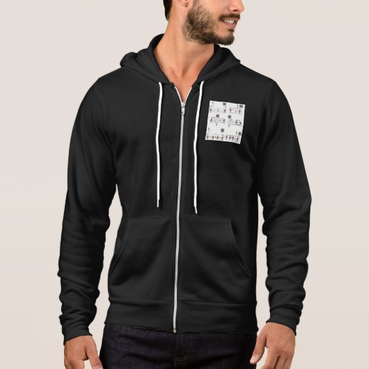 Zipperte Hoodie mit 3-Wege-Schaltdiagrammen (Vorderseite)
