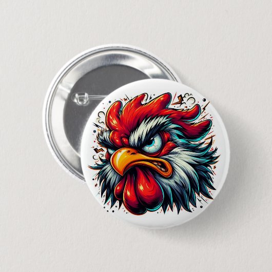 "Zippy the Vivid Rooster" Button (Vorne & Hinten)
