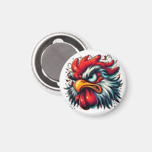 Zippy the Vivid Rooster Magnet (Vorderseite/Rückseite)