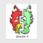 Zippy Trippy Alien Dazs 2-Face Gre/Re Aufkleber (Blatt)