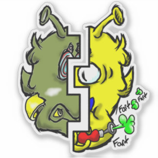 Zippy Trippy Alien Dazs 2-Face Yello/Gre Aufkleber