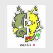 Zippy Trippy Alien Dazs 2-Face Yello/Gre Aufkleber (Blatt)