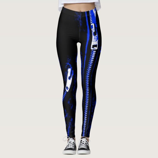 Zips Blaue Leggings (Vorderseite)