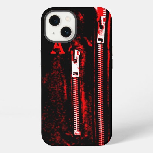 Zips Roter Ausdruck Monogram iPhone Gehäuse Hülle (Rückseite)