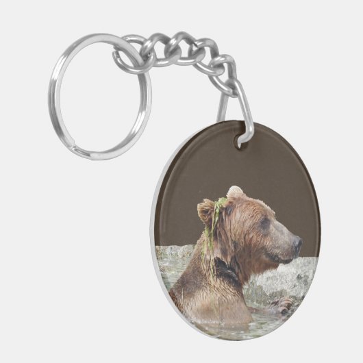 Zirkel (beidseitig) Schlüsselanhänger mit Grizzly (Vorderseite links)