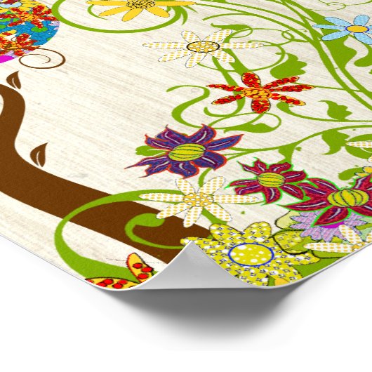 Zirkel Blume Tree Holzkörner Hintergrund Poster (Ecke)