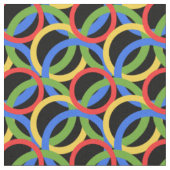 Zirkel, bunt, Regenbogenringe, Punkte auf schwarz Stoff (Nahaufnahme)