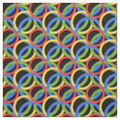 Zirkel, bunt, Regenbogenringe, Punkte auf schwarz Stoff (Muster)