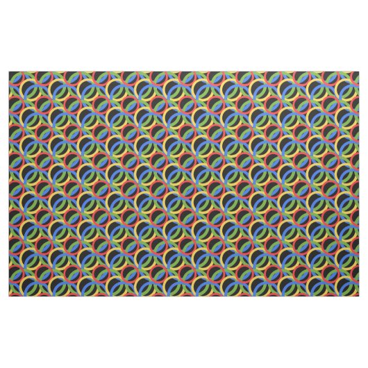 Zirkel, bunt, Regenbogenringe, Punkte auf schwarz Stoff (Fat Quarter (45,7 x 55,9 cm))