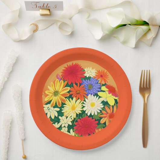 Zirkel der Blume, der farbigen Säulen und der Aste Pappteller (Hochzeit)