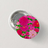 Zirkel der Blume, Fuchsienrosa Chrysanthemen Button (Vorne & Hinten)