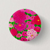 Zirkel der Blume, Fuchsienrosa Chrysanthemen Button (Vorderseite)