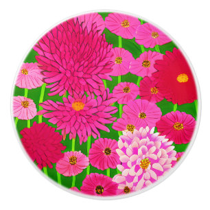 Zirkel der Blume, Fuchsienrosa Chrysanthemen Keramikknauf