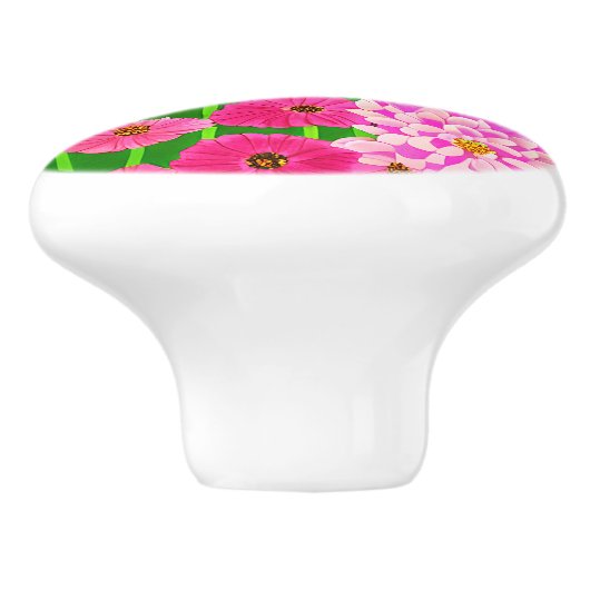 Zirkel der Blume, Fuchsienrosa Chrysanthemen Keramikknauf (Seitenansicht)
