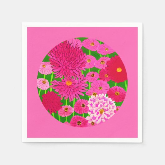 Zirkel der Blume, Fuchsienrosa Chrysanthemen Serviette (Vorderseite)