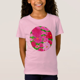 Zirkel der Blume, Fuchsienrosa Chrysanthemen T-Shirt