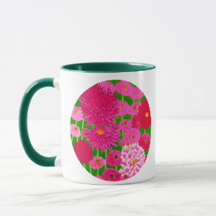 Zirkel der Blume, Fuchsienrosa Chrysanthemen Tasse