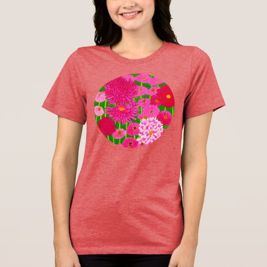 Zirkel der Blume, Fuchsienrosa Chrysanthemen Tri-Blend Shirt (Vorderseite)