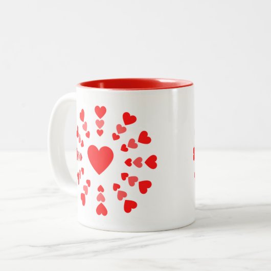Zirkel der Herz-Tasse Zweifarbige Tasse (Vorderseite Links)