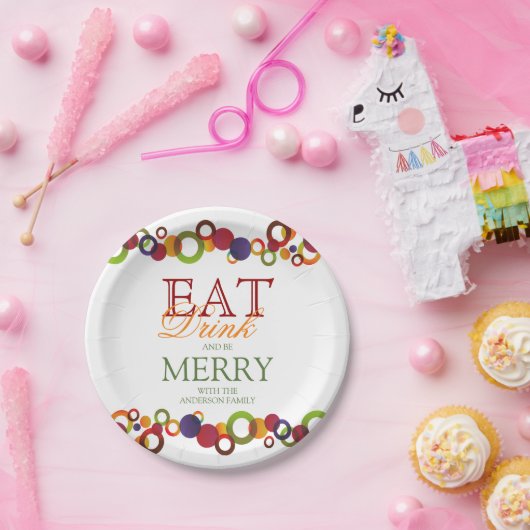 Zirkel des Abstrakten Weihnachtsliedes | Urlaub Pappteller (Party)