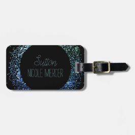 Zirkel des blauen Glitzer Gepäckanhänger