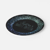 Zirkel des blauen Glitzer Pappteller (Schrägansicht)