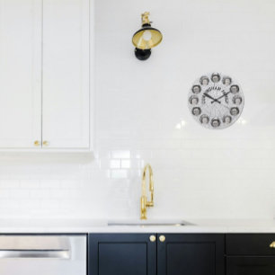 Zirkel des Fotos der Familie auf dem Foto der Baum Große Wanduhr