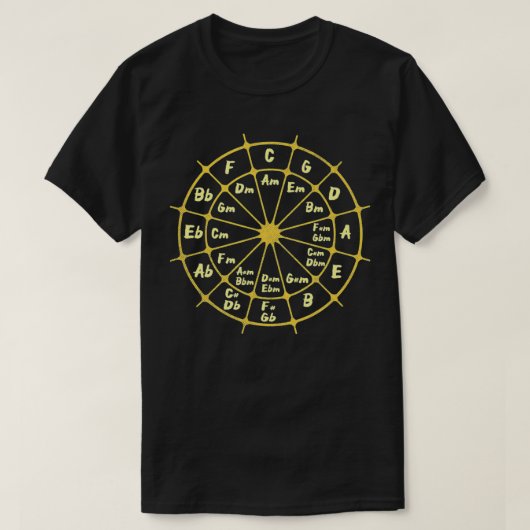 Zirkel des Fünften Musiktheorie-Akkorddiagramms T-Shirt (Design vorne)