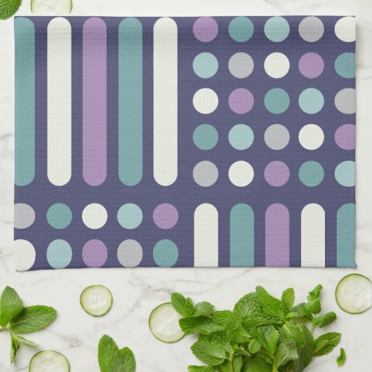 Zirkel des Mitteljahrhunderts Lila Türkis Geschirrtuch (Gefaltet)