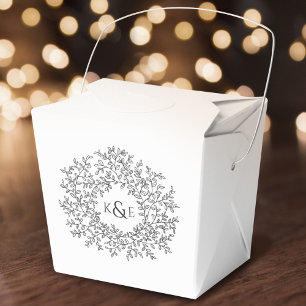 Zirkel-Holzkohle, grau Blätter Hochzeit auf weiß Geschenkschachtel