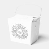 Zirkel-Holzkohle, grau Blätter Hochzeit auf weiß Geschenkschachtel (Vorderseite)