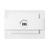 Zirkel mit Namen und Monogramm Schwarz-weiße Hochz Einladungsbanderole (Vorderseite Beispiel)