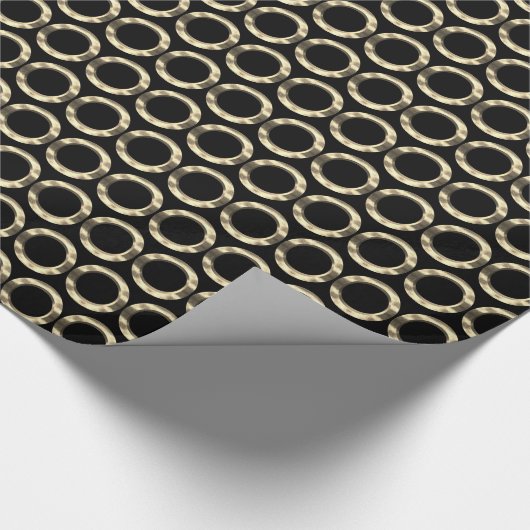 Zirkel Muster Golden Rings Geometric Black Gold Geschenkpapier (Ecke)