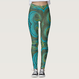 Zirkel von schwarztürkisfarbenem grünem Gold Leggings
