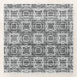 Zirkelmuster aus schwarzem, weißem und grauem Karo Glasuntersetzer