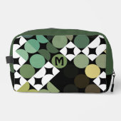 Zirkelmuster der schwarzen grünen Beige Brown Midj Waschbeutel (Vorderseite)