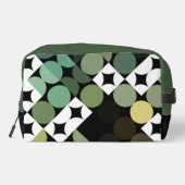 Zirkelmuster der schwarzen grünen Beige Brown Midj Waschbeutel (Rückseite)