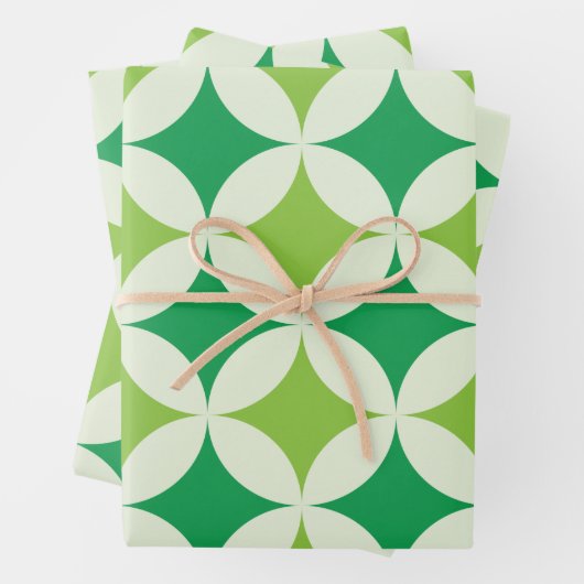 Zirkeln der modernen weißen grünen Sternexplosione Geschenkpapier Set (Beispiel)