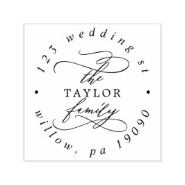 Zirkulare Adresse der Romantic Family Holiday Card Permastempel