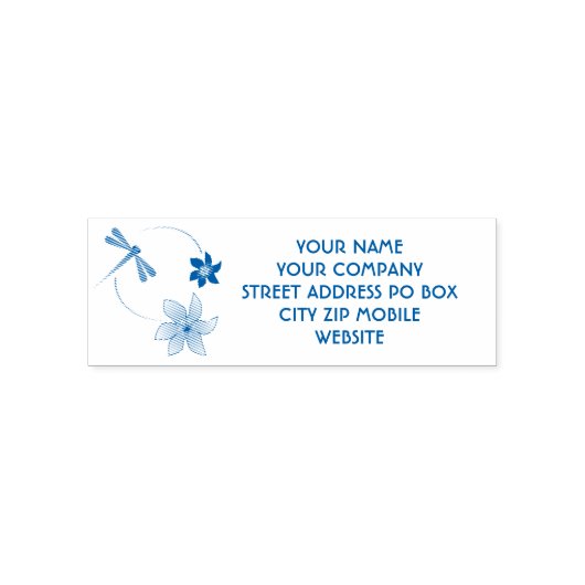 Zirkuläre Blume und Libellenanschrift Permastempel (Design)