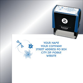 Zirkuläre Blume und Libellenanschrift Permastempel