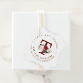 Zirkuläre Hochzeit mit Burgundy Blue Floral Monogr Geschenkanhänger (Beispiel)